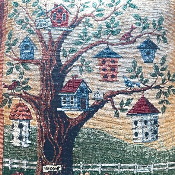 Pretty Vintage Birdhouse Tapestry Accent Pillow 16" - Picture 2 of 9